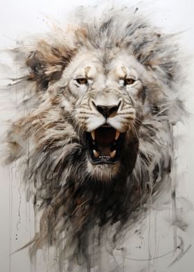 Portait of a roaring lion