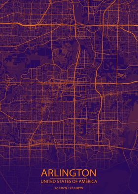 Arlington Texas Purple Map