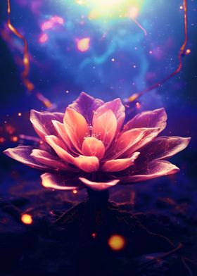 Cosmic Neon Lotus Flowers