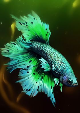 Green and Black Betta