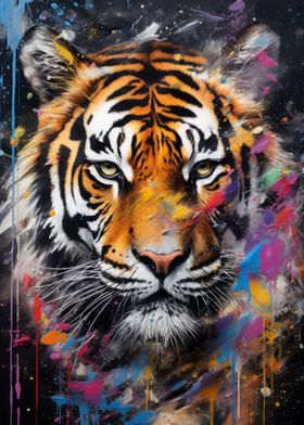 Tiger Walking in Paint