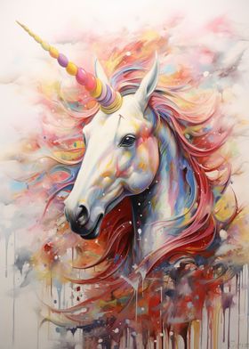 Unicorn Walking in Paint