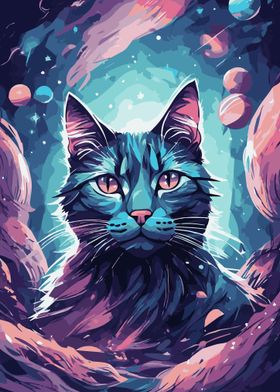 Cat in a Fantasy Galaxy 5