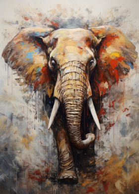 Elephant Walking in Paint