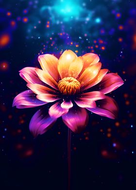 Cosmic Neon Lotus Flowers