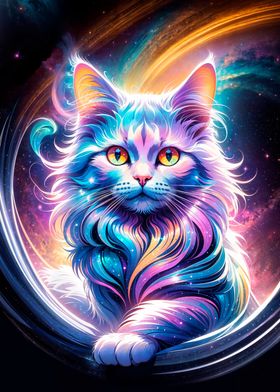 Magic Cat in Galaxy space