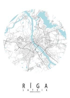 Riga City Map Circle