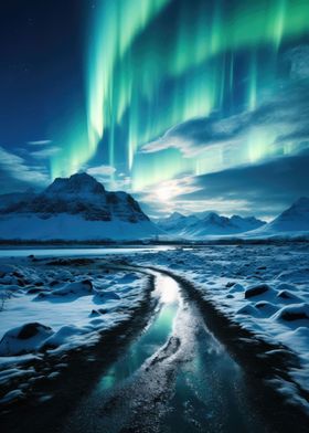 Aurora Borealis Mountains