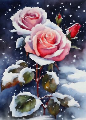 Roses covered with snow 2