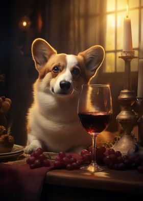 Welsh Corgi Glass Red Wine