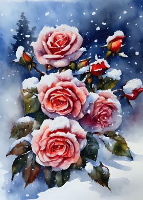 Roses covered with snow 4