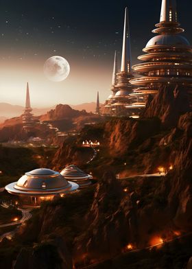Futuristic city on Mars
