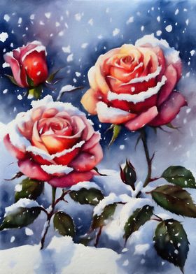 Roses covered with snow 3