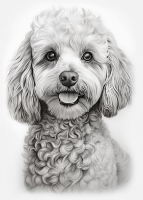 White Poodle drawing