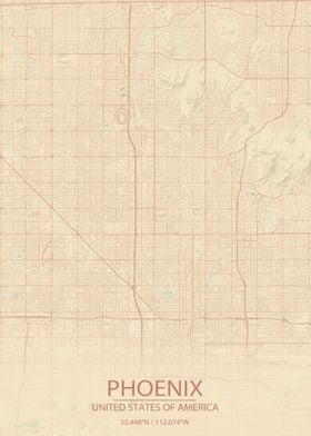 Phoenix ArizonaVintage Map