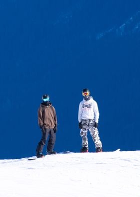 Snowboarder in blue