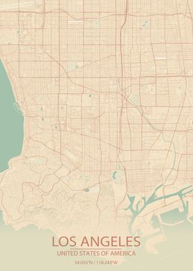 Los Angeles CA Vintage Map