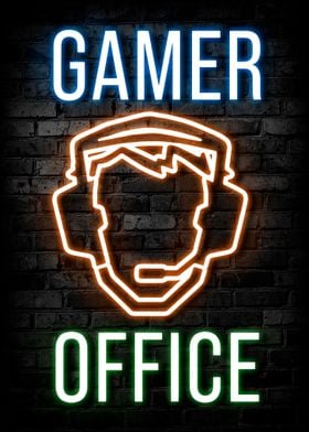 Gamer Office Neon Poster