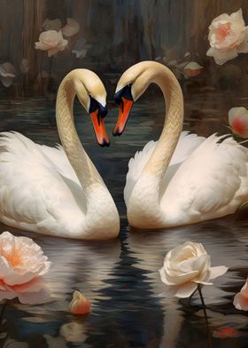 Swans and Flowers