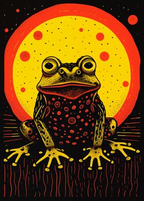 Riso Print Funky Frog 01