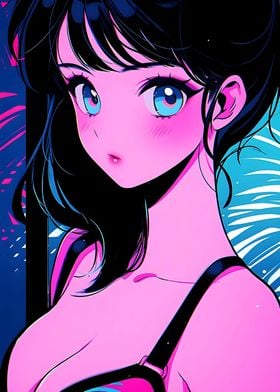 retro beautiful anime girl
