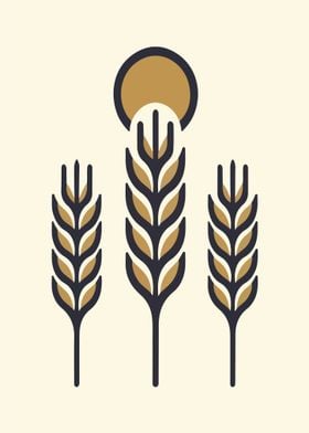 Trio of Golden Wheat Stalk