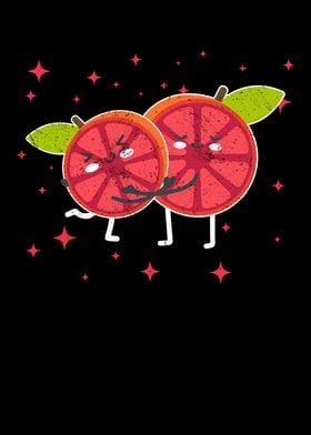 Cute Pomelo Couple Hugging