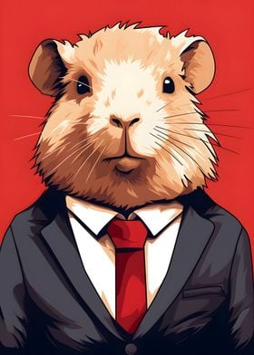 Guinea pig in suit and tie