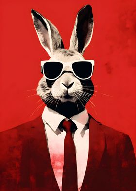 Rabbit in a suit and tie