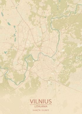 Vilnius Vintage City Map