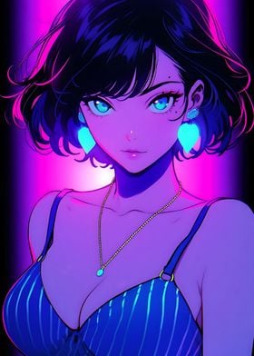 retro beautiful anime girl