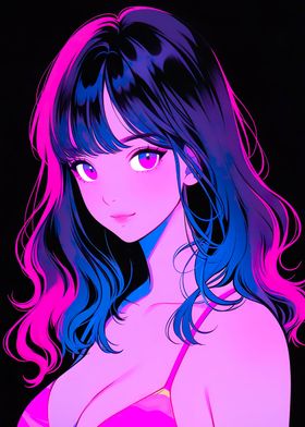 retro beautiful anime girl