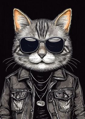 Rock Star Cat Vintage