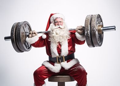 Santa is weightlifting 