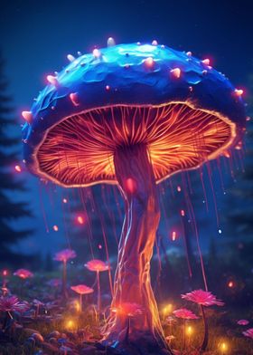 Psychedelic Neon Mushrooms