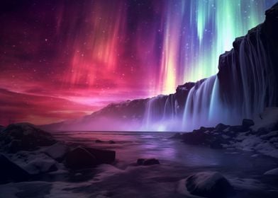 Waterfall Northern Lights
