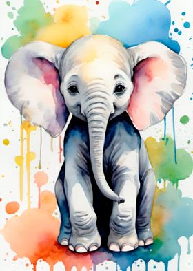 watercolor baby elephant