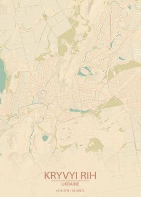 Kryvyi Rih UA Vintage Map