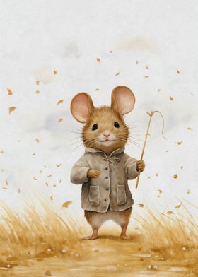 Cute mouse in a field