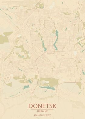 Donetsk Ukraine VintageMap