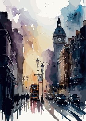 London Watercolor Painting