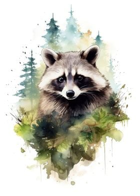 Watercolor Raccoon