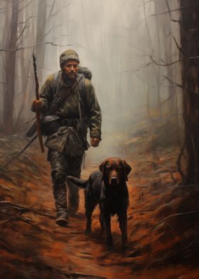 Hunter And Dog Painting