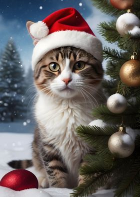 Cat santa hat xmas