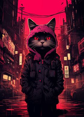 Cyberpunk Street Cat Paint
