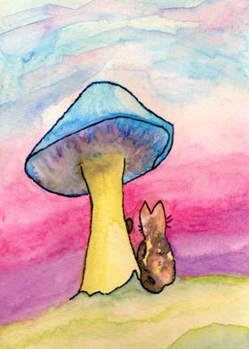 Cat Under Mushroom Skies