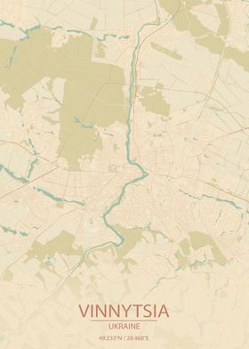 Vinnytsia UA Vintage Map