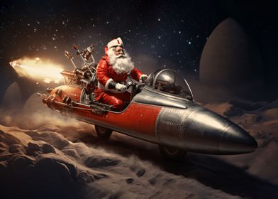 Santa on a rocket
