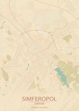 Simferopol UA Vintage Map