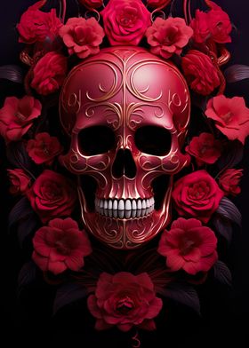 Red roses Skull